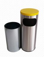 GESSERIT J 310 INOX RAL, kerek, álló, fém, rozsdamentes acél, csiszolt, kombinált, hamutartó 40 literes hamutartós szemetes kuka hulladékgyűjtő, csikkgyűjtő