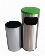 GESSERIT J 310 INOX RAL, kerek, álló, fém, rozsdamentes acél, csiszolt, kombinált, hamutartó 40 literes hamutartós szemetes kuka hulladékgyűjtő, csikkgyűjtő