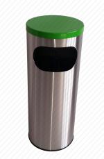 GESSERIT J 310 INOX RAL, kerek, álló, fém, rozsdamentes acél, csiszolt, kombinált, hamutartó 40 literes hamutartós szemetes kuka hulladékgyűjtő, csikkgyűjtő