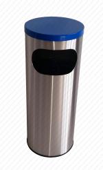 GESSERIT J 310 INOX RAL, kerek, álló, fém, rozsdamentes acél, csiszolt, kombinált, hamutartó 40 literes hamutartós szemetes kuka hulladékgyűjtő, csikkgyűjtő