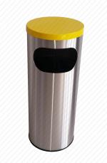 GESSERIT J 310 INOX RAL, kerek, álló, fém, rozsdamentes acél, csiszolt, kombinált, hamutartó 40 literes hamutartós szemetes kuka hulladékgyűjtő, csikkgyűjtő