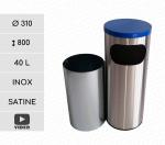 GESSERIT J 310 INOX RAL, kerek, álló, fém, rozsdamentes acél, csiszolt, kombinált, hamutartó 40 literes hamutartós szemetes kuka hulladékgyűjtő, csikkgyűjtő