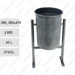 Acél Kültéri, köztéri kuka, szemetes, hulladékgyűjtő 60 L Szürke