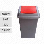 Műanyag Billenő fedeles hulladékgyűjtő 50 L Szürke, Piros