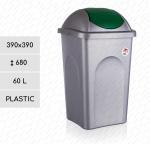 Műanyag Billenőfedeles Szemetes Kuka 60 L Szürke, Zöld