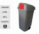 Műanyag Kuka 100 L Szürke, Piros