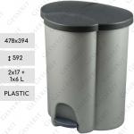 Műanyag Kuka 2x17 + 1x6 L Szürke
