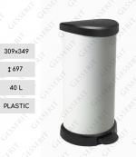 Műanyag Pedálos szemetes, hulladékgyűjtő ~40 L METAL Fehér + Fekete
