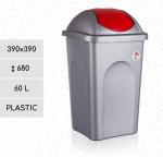 Műanyag Szemetes Kuka 60 L Szürke, Piros